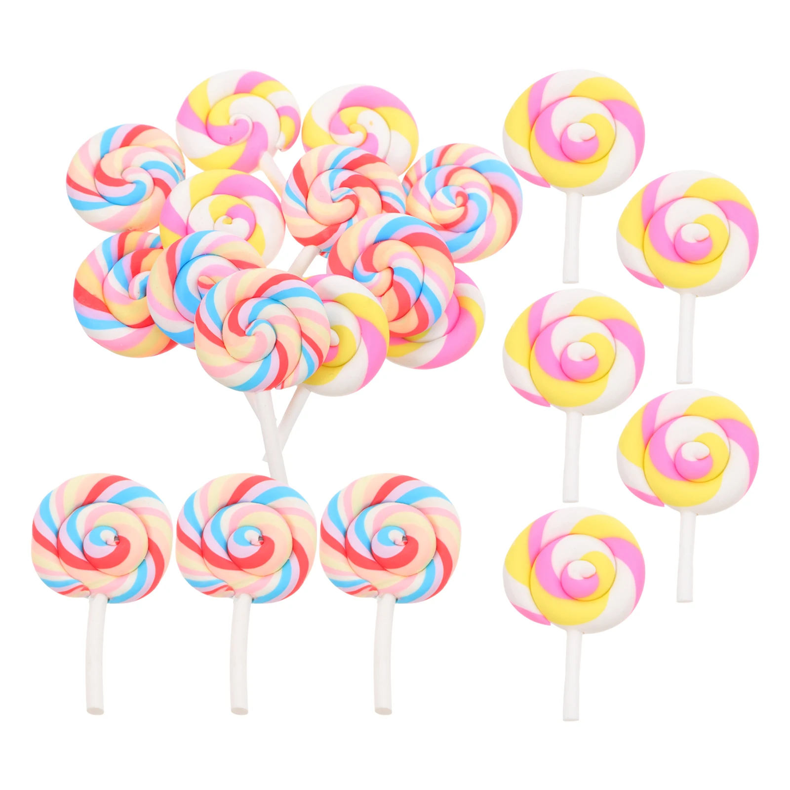 

20 Pcs Rainbow Lollipops Resin Mini Decorations Bright Lasting Fairy Tale Garden Supplies Home Decoration Gifts