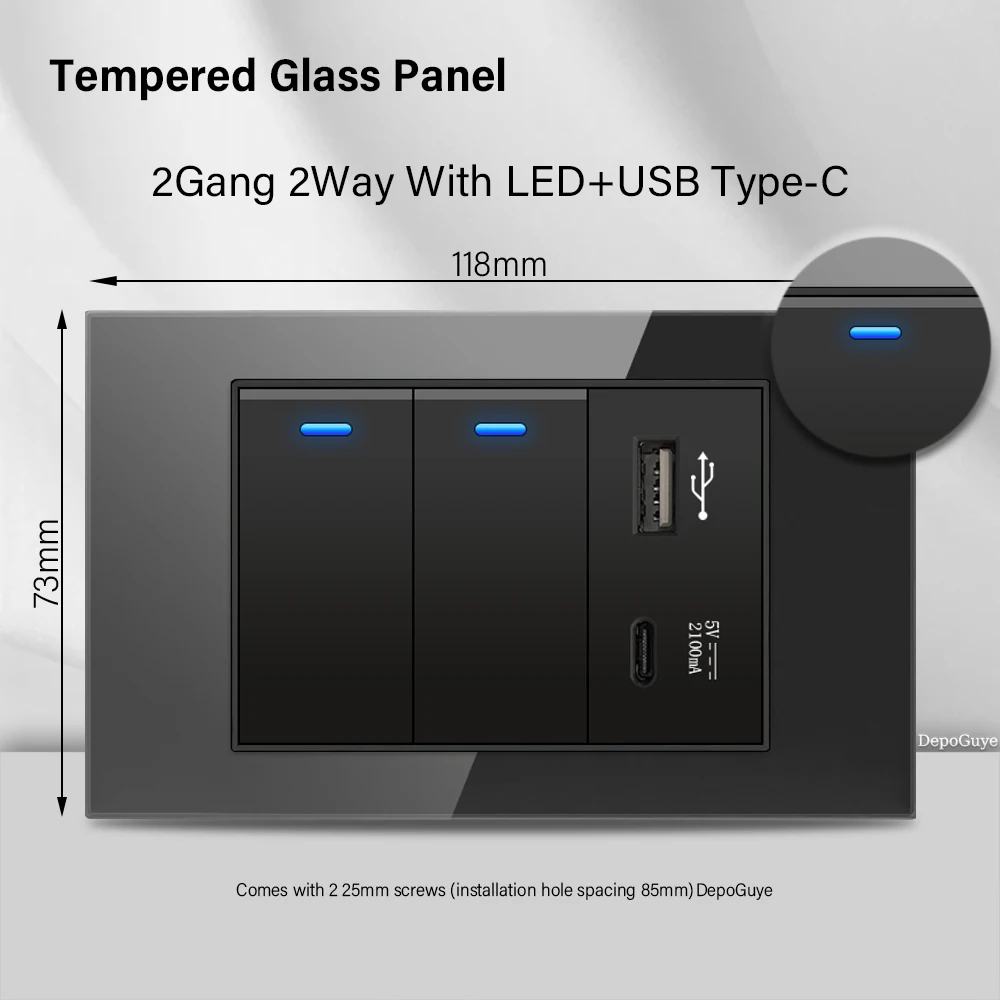 Variant: 2Gang LED USB C