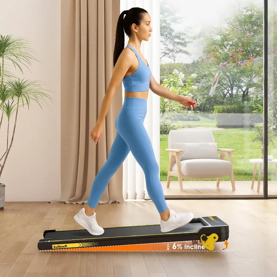 Alat Jalan Kaki dengan Kemiringan, Treadmill Portabel dengan Pegangan untuk Penggunaan di Rumah, Kantor, di Bawah Meja, Treadmill untuk Ruang Sempit
