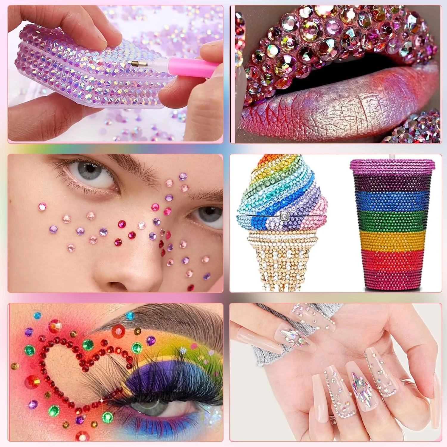 4500 Stück Diamanten für Bastelarbeiten, 3mm Kristalle Strass, Flache Glitzer-Edelsteine Nagel-Diamanten Strass für Kleidung Accessoires DIY – Detail 6