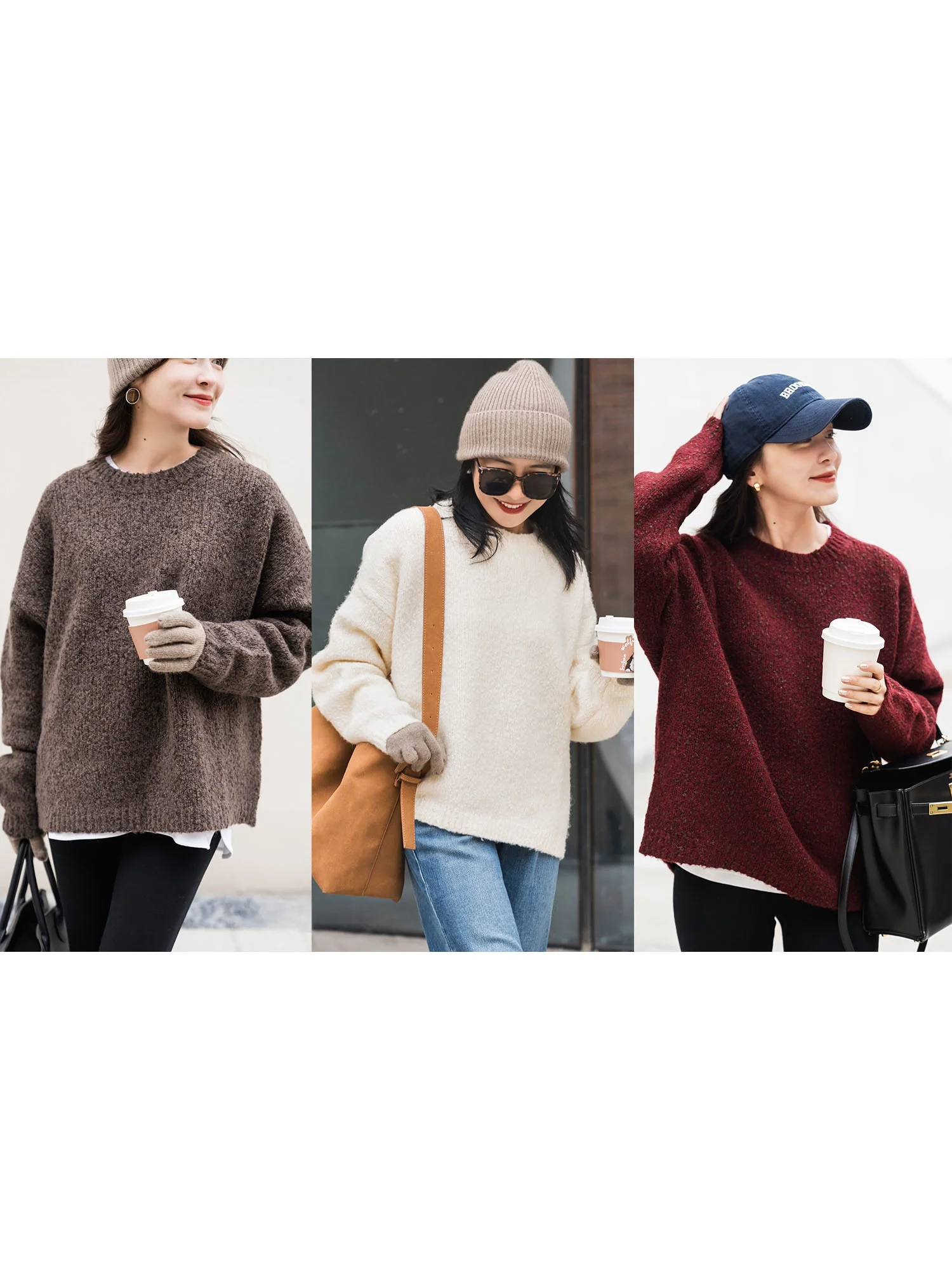 

Elephant And Girfe Winter Warm Sun 3D Texture Bean Tead round Ne Hoodie Sweater 40308 Wool Blend Ladies Faion Knitwear