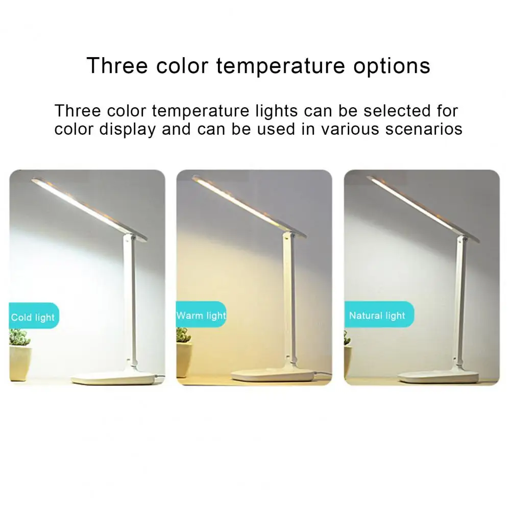 Lámpara de escritorio de brillo ajustable, lámpara de escritorio de altura ajustable, lámpara de escritorio Led recargable con Control táctil plegable para dormitorio