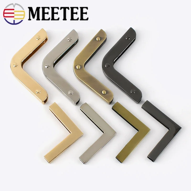 2/4/10Pcs Meetee 40mm Bag Corner with Screw Decoration Hardware Accessories for Handbag Edge Protection Metal Hook Buckle BF215
