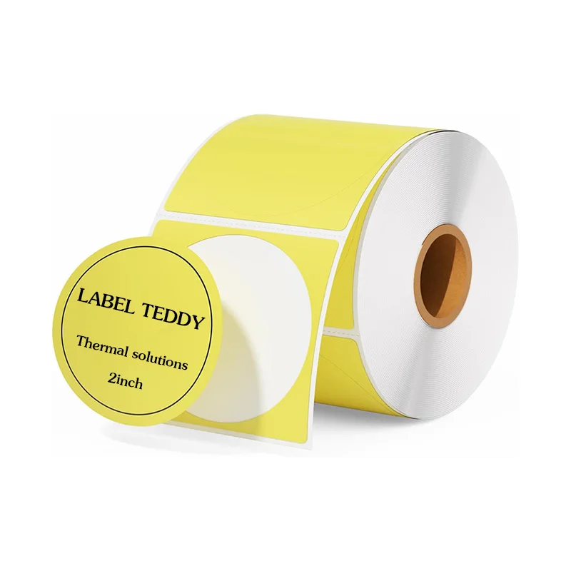 custom.TEDDY FSC Mid 2Inch 51mm Pink Circle 3 Proof 750 Sheets Roll Self-Adhesive Round Direct Thermal Label Sticker