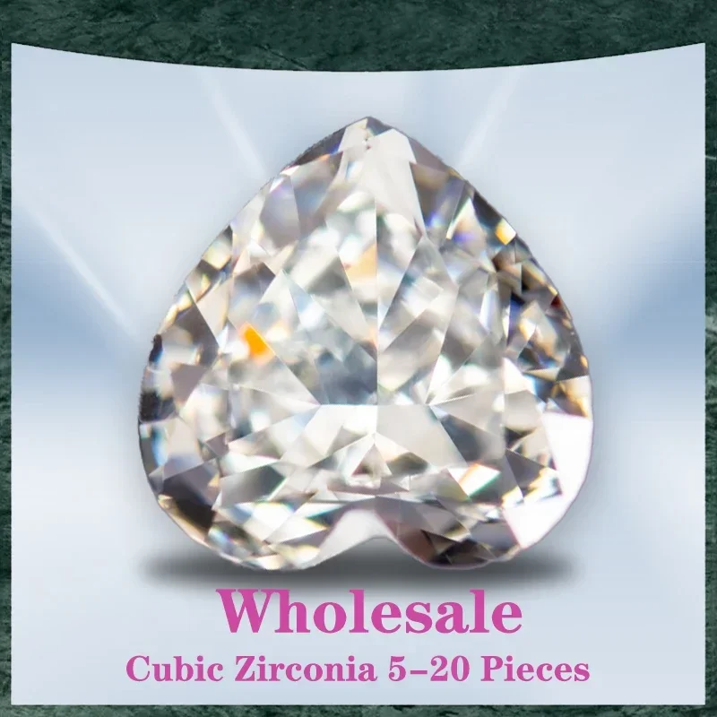 

L-Cubic Zirconia Wholesale No Certificate Crushed Ice Cut Heart Shape Cream Yellow Color Charms Beads for jewel making