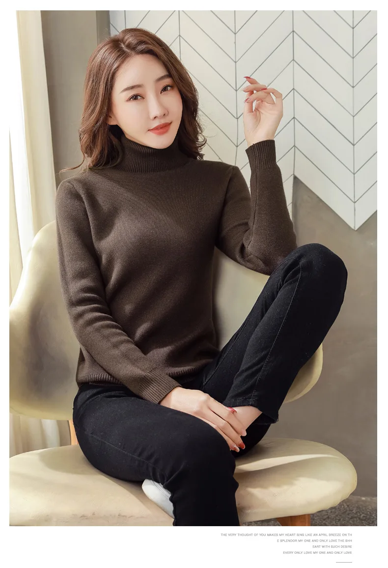 One Piece Velvet Fabric. Ladies Sweater High Neck. Autumn and Winter Padded and Thickened. New Inside Bottoming Knit Sweater Y2K