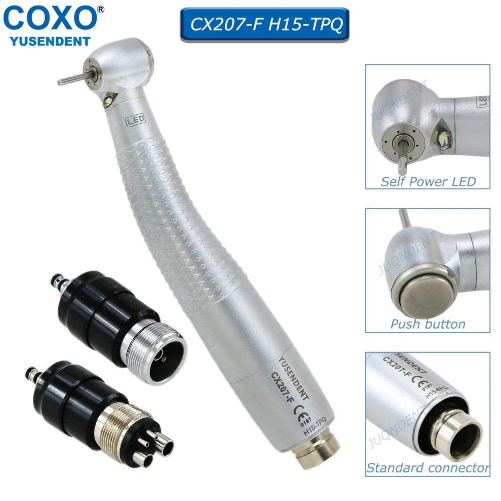 

COXO Dental Turbine High Speed Dental Handpiece With LED Self-power E-generator 2/4 Holes Coupling Fit NSK Dentistry Tools