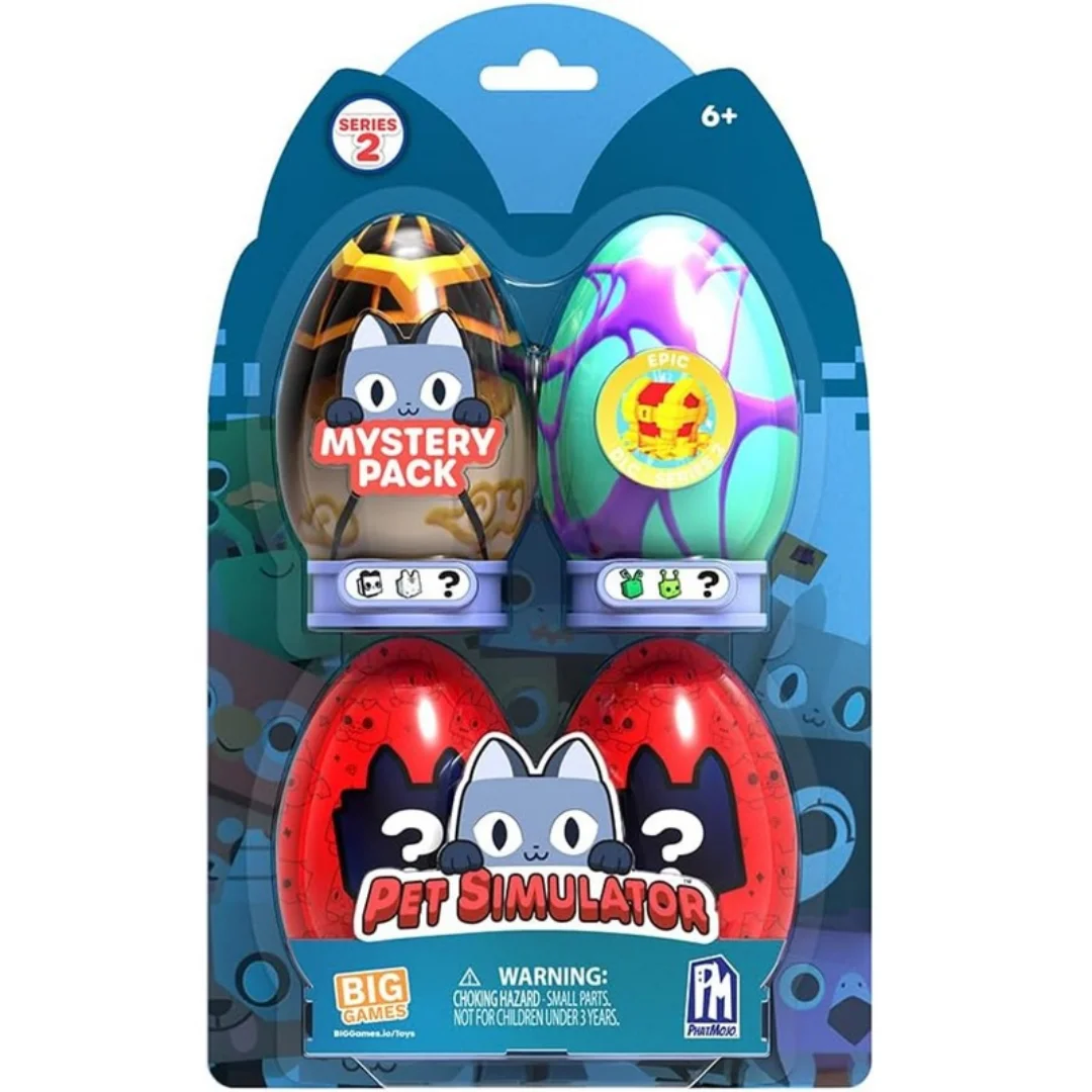 Минифигурки Mystery Pet, упаковка из 4 штук (четыре загадочных яйца и фигурки с аксессуарами и подставками, серия 2) DLC