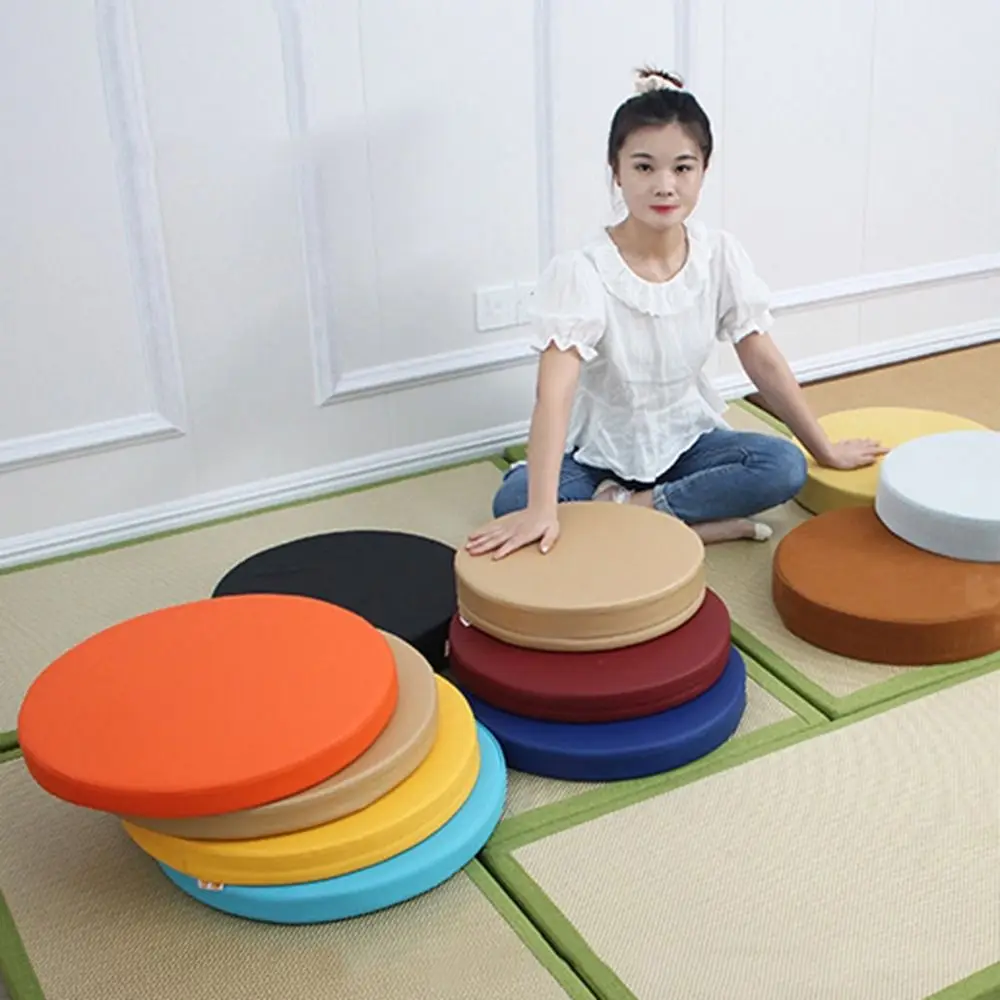 Practical Japanese Style Leather Round Cushion Thicken Soft Floor Cushion Meditation Waterproof Upholstered Cushion for Home