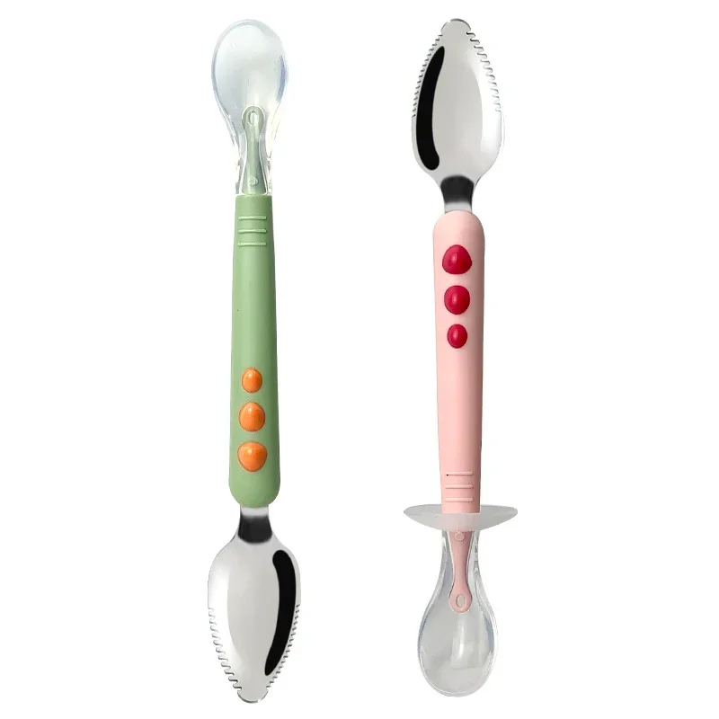 Baby Fruit Scraping Mud Spoons Feeding Spoon Soft Silicone Spoons Baby Easy To Eat Fruit Spoon Mother and Baby Supplies