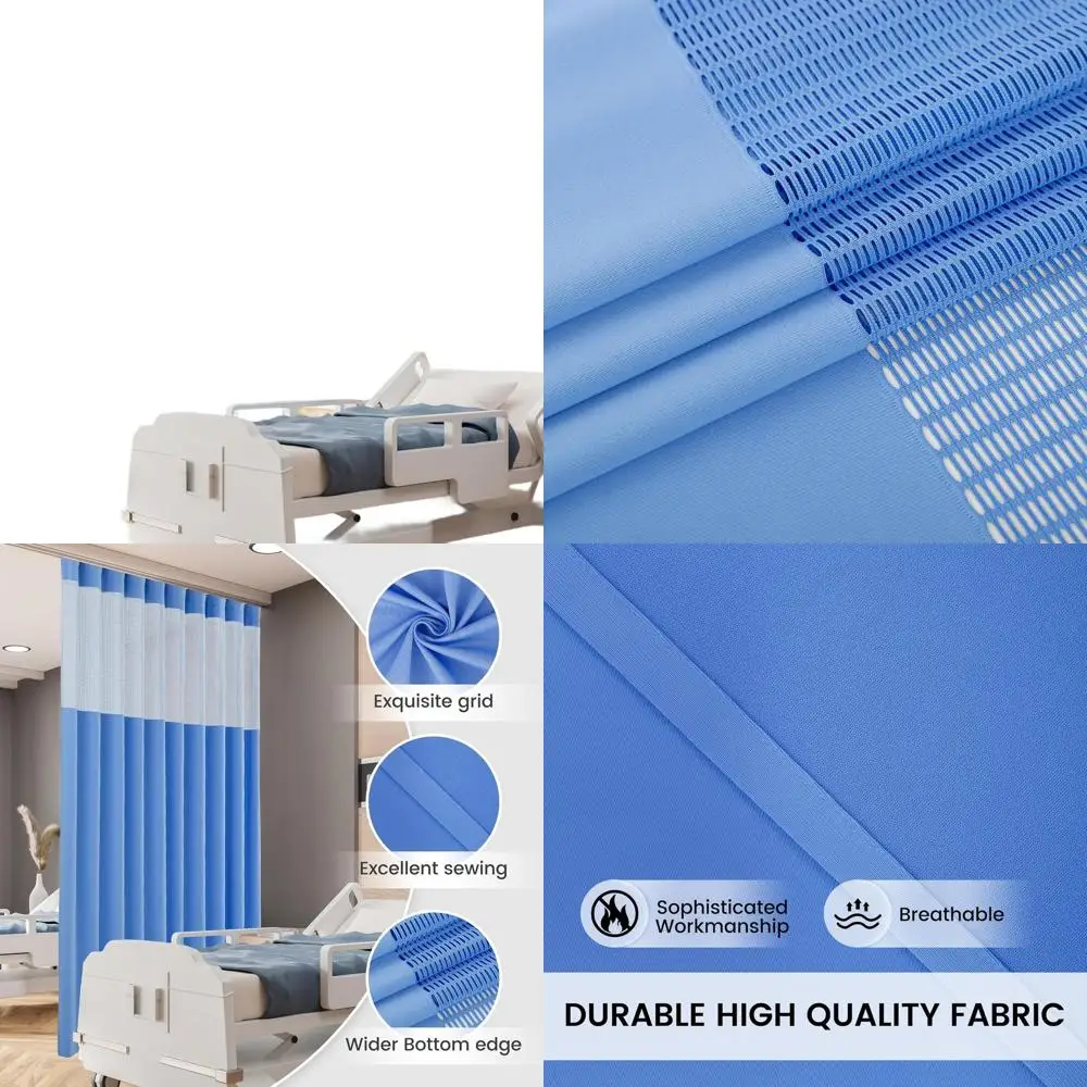 

Flame-Resistant Dark Blue Hospital Curtains with Grommets, 5x8FT, Ideal for Clinics and Labs