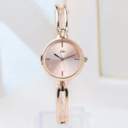 Montre à quartz à petit cadran pour femme, or rose, bracelet en alliage de luxe, montre-bracelet pour femme, cadeau tendance