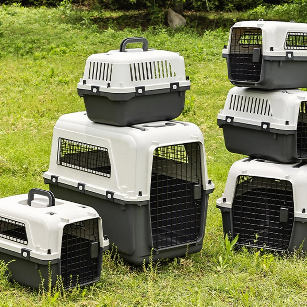 

33 Inches Big Dogs Crates Airline-Friendly Home Travel Durable Plastic Pet Carrier Big Dog Kennel Portable Dogs Flight Carrier