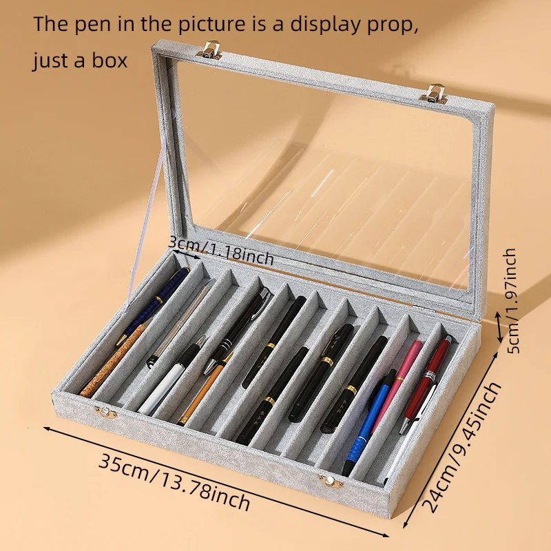 Dustproof pen storage box with lid, household pen name pen collection box, large capacity pen display box