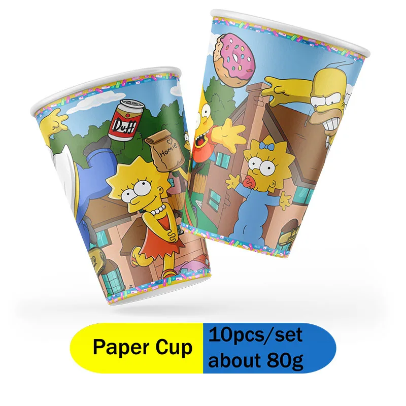 The Simpsons Birthday Party Decorations Disposable Tableware Set Paper Plate Banner Tablecloth Balloon Kids Adult Party Supplies