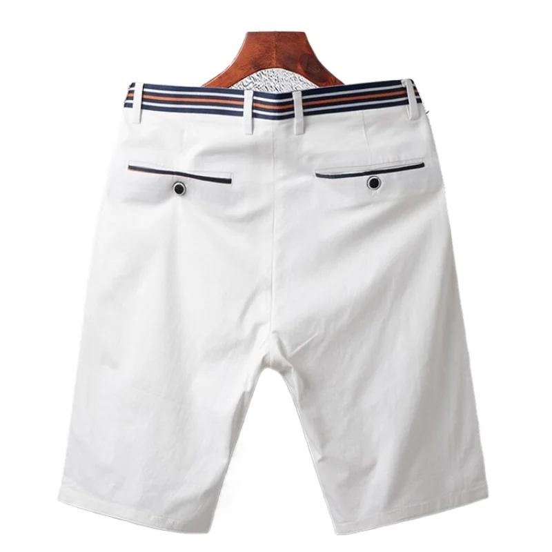 Mens Summer Casual Shorts Solid Color Business Casual Elastic Five Quarter Pants Cotton Breathable Workwear Shorts Men Clothing - Image 6
