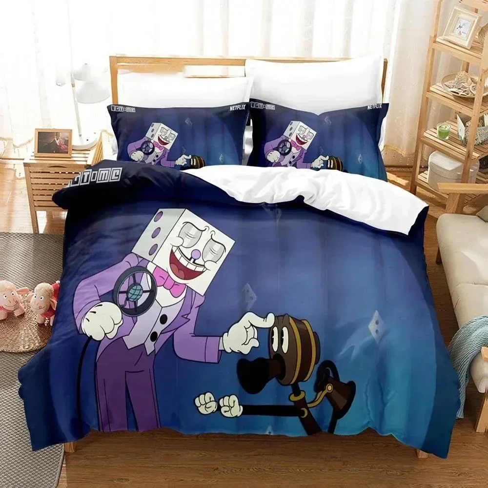 3D Printed Cuphead Show Bedding Set Duvet Cover Sheet Printed Bed Set Pillowcase Bed Full Queen King Size Comforter Bedroom