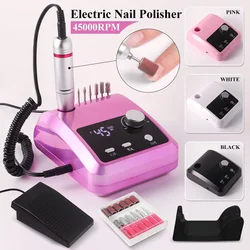 High Quality Electric Nail Drill Machine 45000 RPM Electric File HD Display Metal Manicure Pen Professional nail lathe Sander