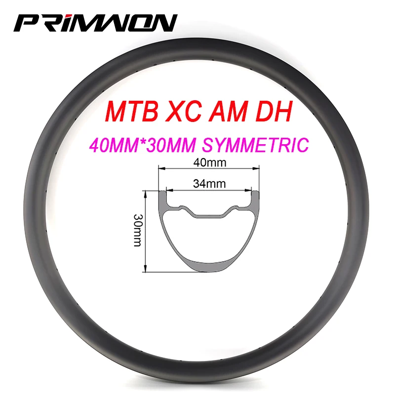 

29er 27.5er MTB XC AM FR DH Clincher Tubeless Carbon Rim 40mm Wide 30mm Deep 34mm Inner ENDURO Down Hill Bicycle Wheel 24 28 32H