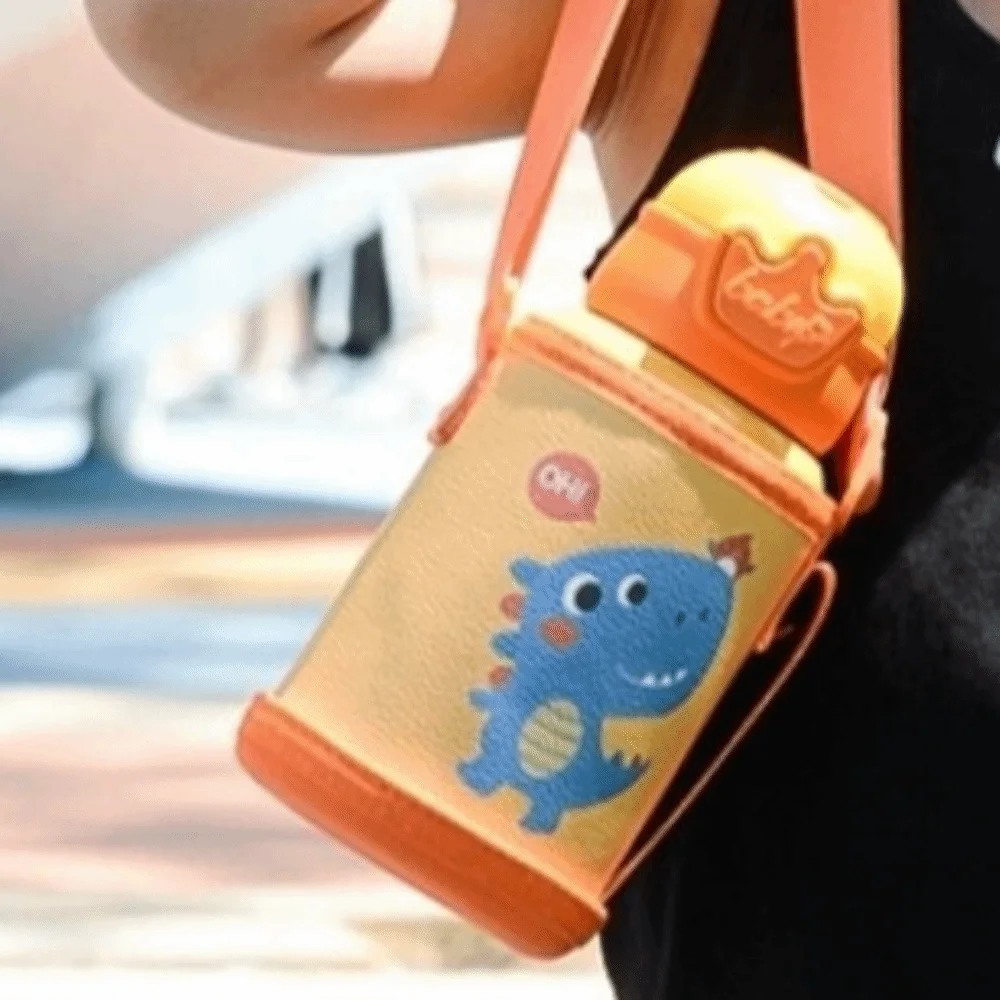 

480ml Children's Water Kettle with Straw Stainless Steel Kids Thermos Bottle Cartoon Leak-Proof Vacuum Flask for Toddlers