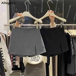 A-line Skirts Women Slit Unique Mini Hotsweet Summer Fashion High Waist Chic Temperament Simple All-match Office Ladies Elegant