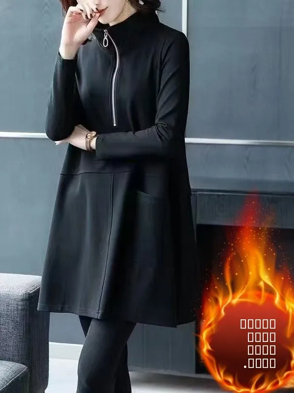 

Модная свободная куртка с воротником-стойкой, осенне-зимняя, больших размеров, стройнящая, средней длины, для полных девушек, в стиле для повседневной носки.