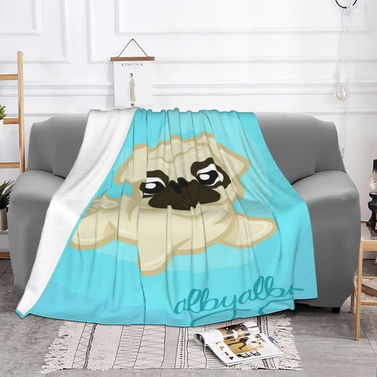 Pug Puppy Cartoon 1984 Plush Throw Blanket Blankets And Throws Throw Blanket