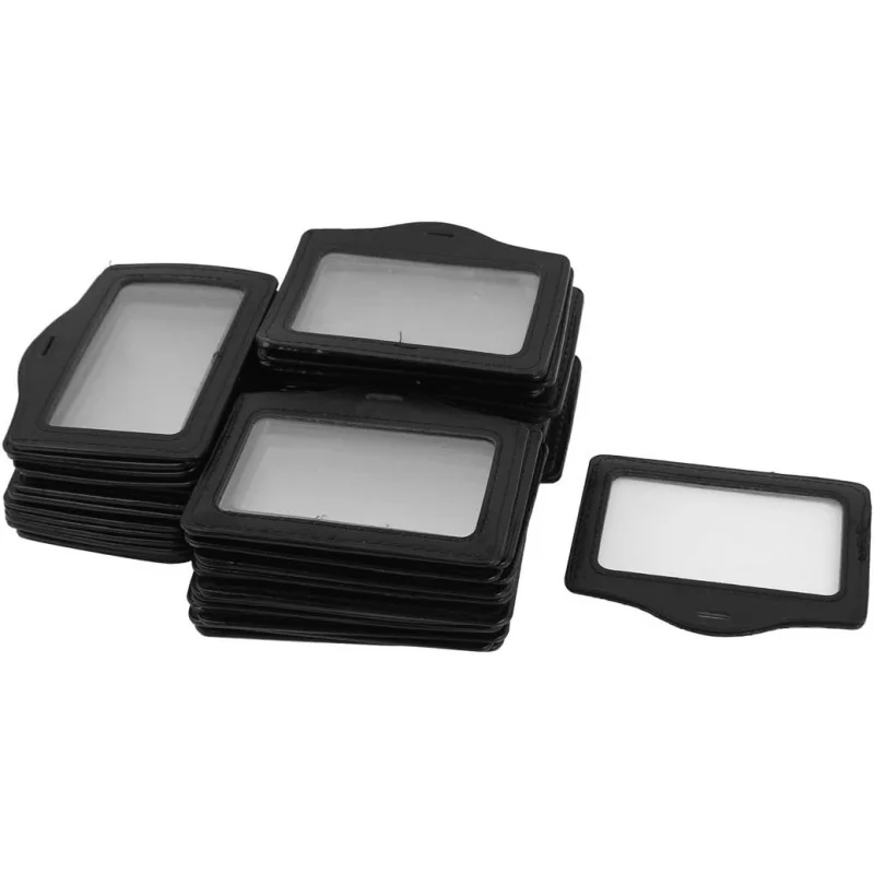 uxcell Faux Leather Office Horizontal Business ID Badge Card Holder Container 50 PCS Black