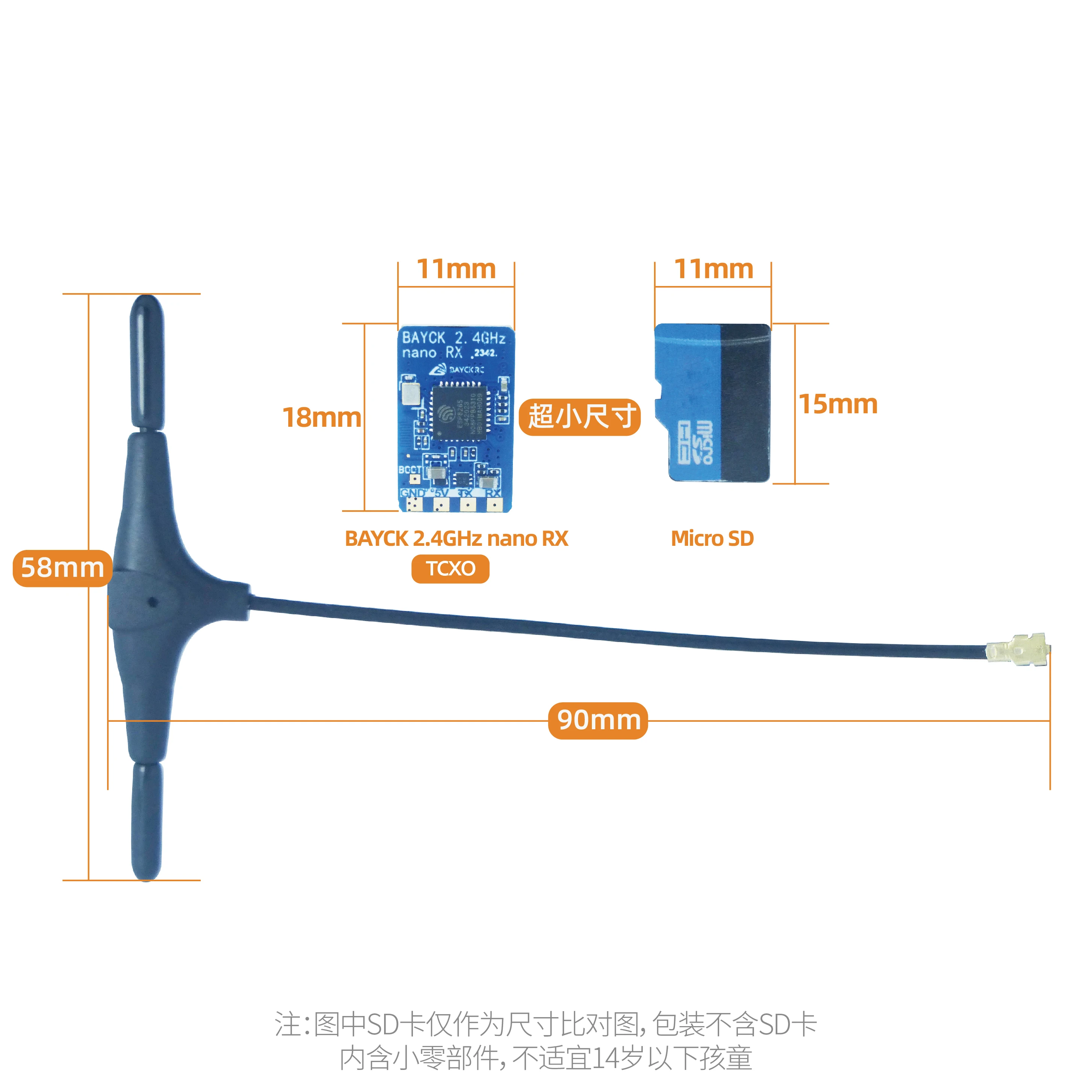 BAYCK ELRS 915M/2.4G Receiver 900MHZ NANO RX CRSF SBUS 3.3.0 Firmware Fixed Wing