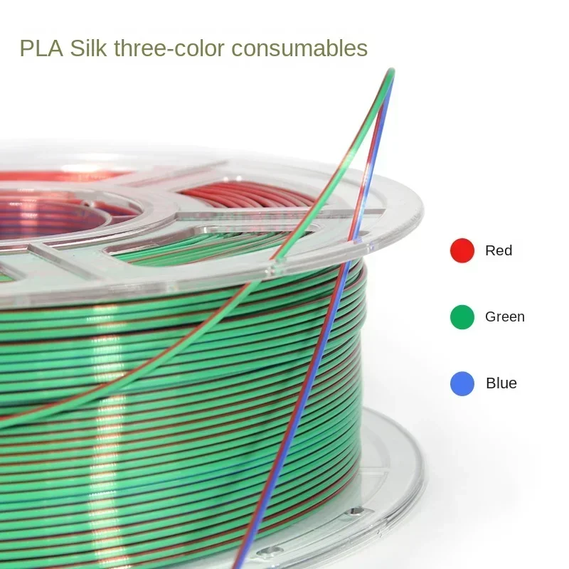 PLA Filament 1.75mm,Tri-Colors Silk 3D Printer Filament Tri-Color Silk PLA Filament 3D Printing Coextrusion Filament,1kg/2.2lbs