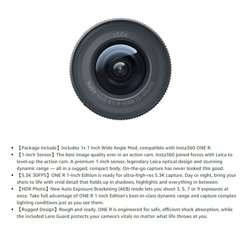 レンズ(単焦点) Insta360 1-INCH WIDE ANGLE MOD Insta360 ONE R Sports Action Camera Lens Mod 4K Wide Angle 360