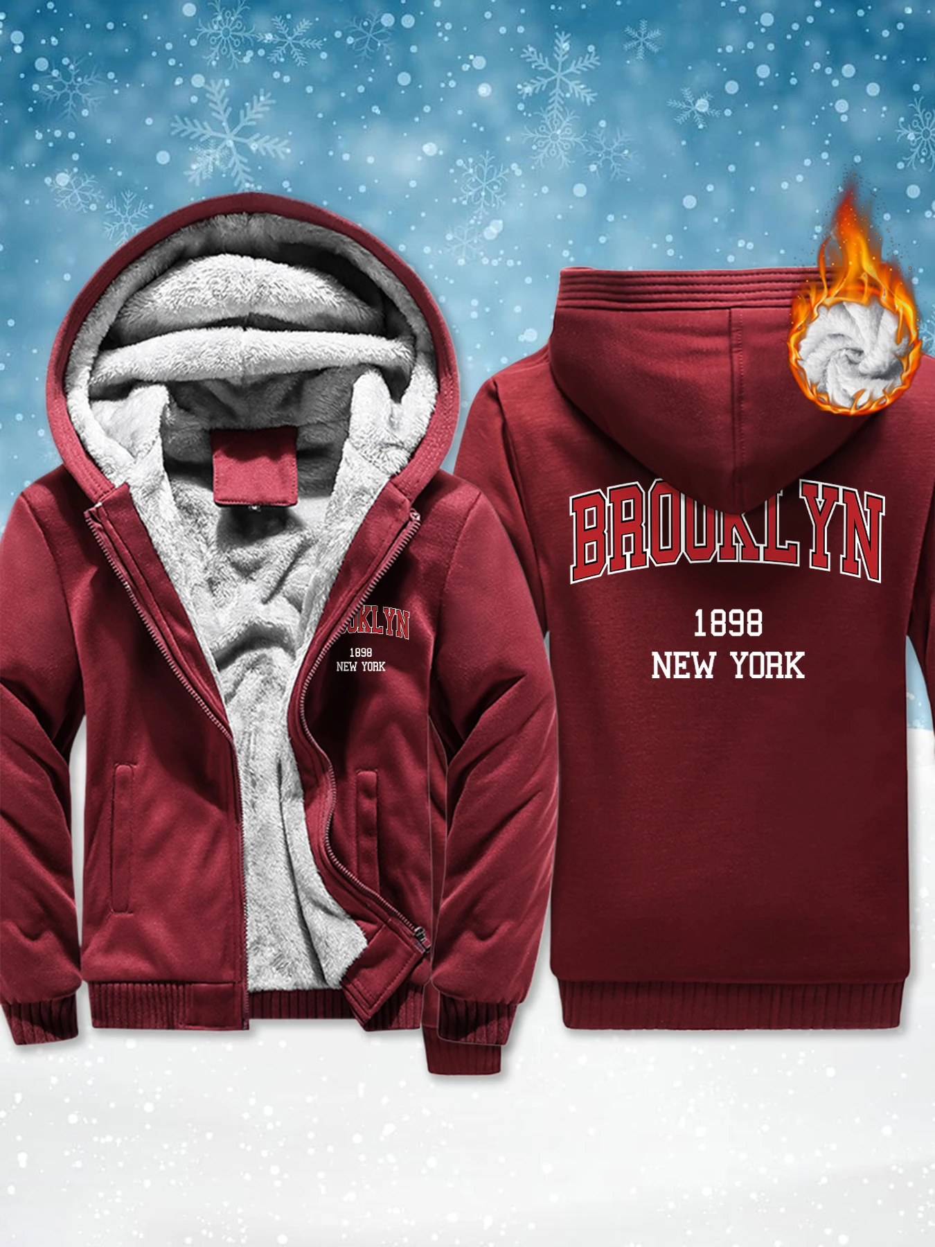 

Brooklyn New York 1828, флисовые мягкие куртки унисекс с принтом, теплая удобная уличная одежда, зимняя утепленная мужская толстовка на молнии с карманами