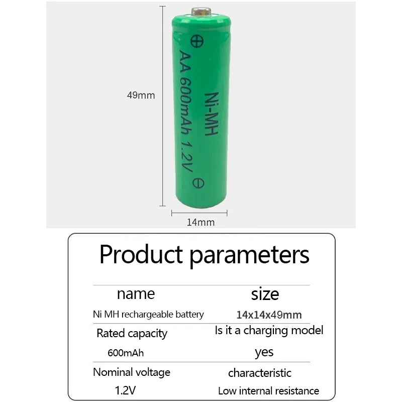 2-50 PCS AA 1.2V 600mAh Rechargeable Battery NI-MH Battery Suitable for Clocks  Mice  Remote Controls  Toys MP3/MP4  Etc