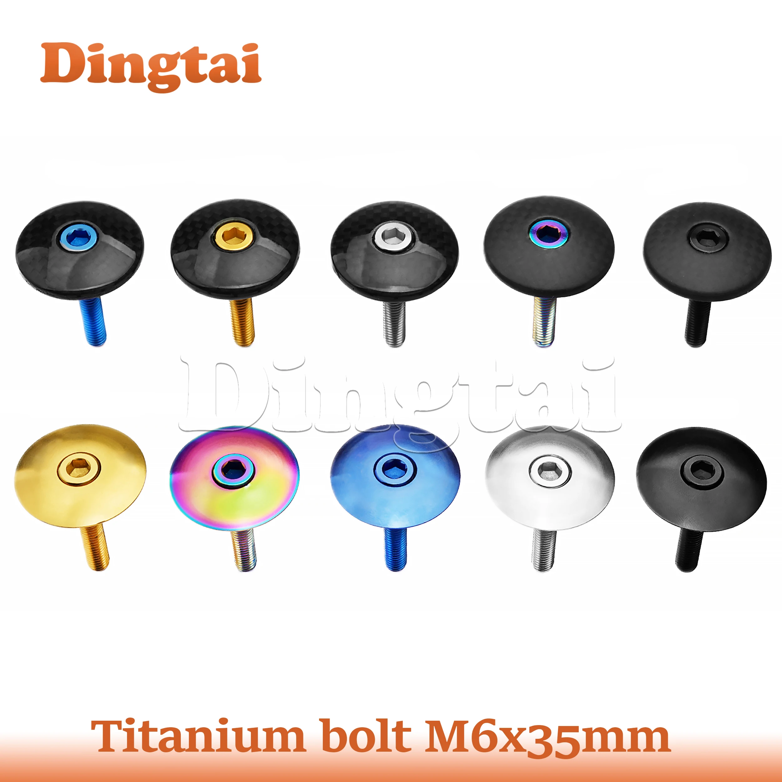 Dingtai Titanium Bolt M6x35mm Bike Stem Top Cap Bolt Bicycle Bowl Cover Headset Top Cap Parts Accessories Front Fork Stem