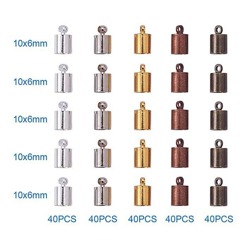 200 PCS DIY Jewelry Accessories Copper Cord Ends Caps Kit Suite Buckle Fringe Hat Wide Weight