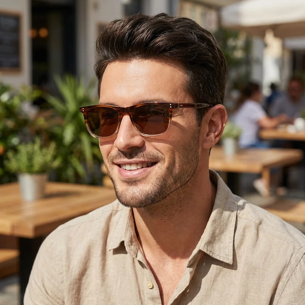 ZENOTTIC Square Acetate UV400 Prescription Sunglasses For Men Progressive Optical Sun Glasses Myopia Shades For Driving