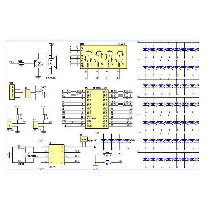 DIY Rotating Digital LED Display Module Alarm Electronic Digital Clock Kit 51 SCM Learning Board 5V DS1302
