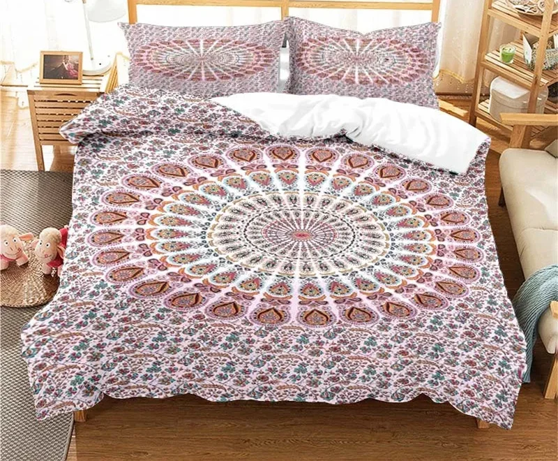 

Bohemian Psychedelic Mandala Pattern Duvet Cover Set Bedding For Adult Kid Bed Set Comforter Cover With 1 Comforter 2 Pillowcase