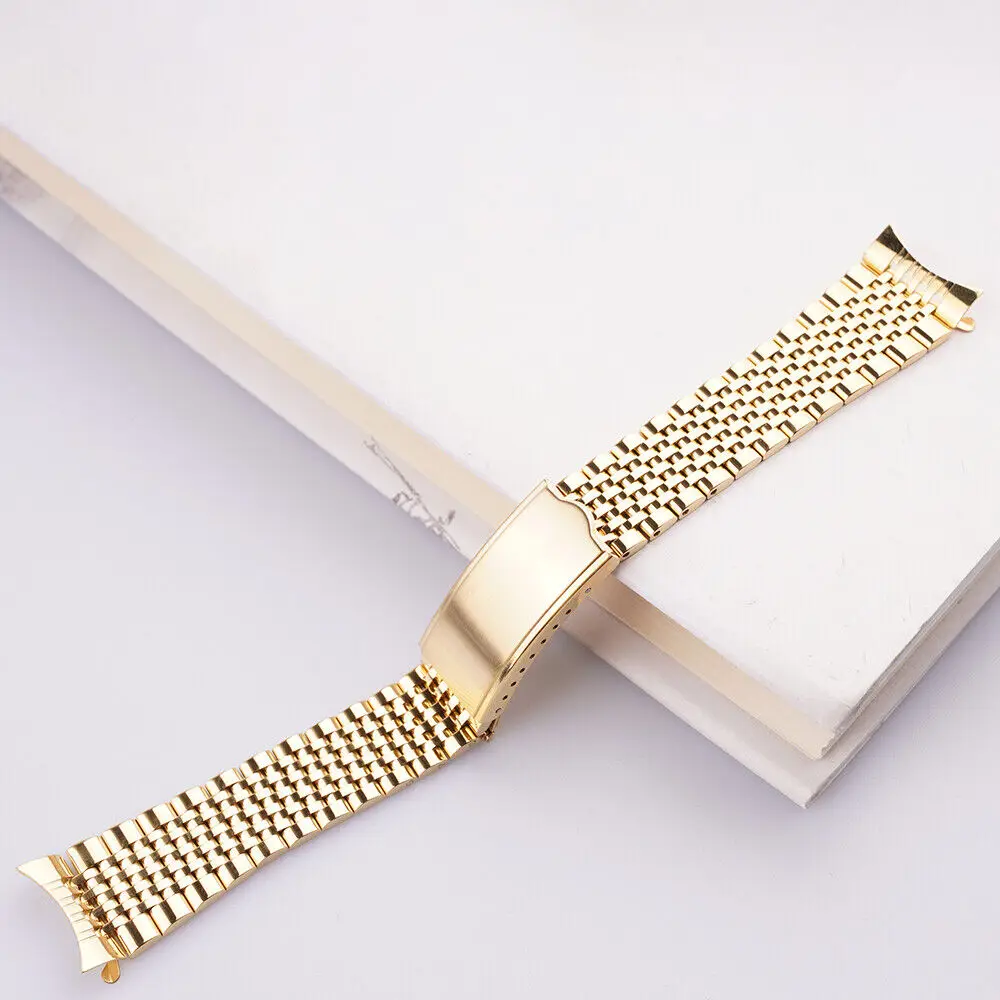 18mm 19mm 20mm Hollow Curved End Beads OF Rice Watch Band For Vintage Omeg-a Sea-master Watch