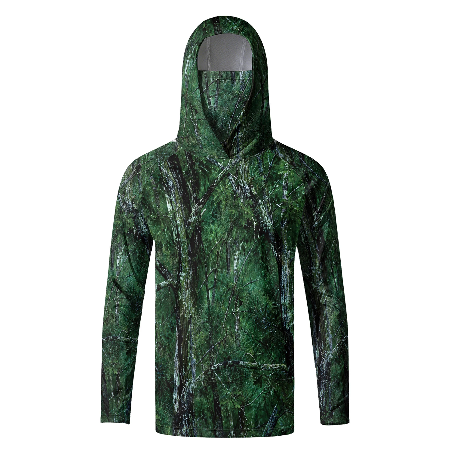 UPF 50+ Hooded Fishing Shirt for Men | Quick Dry Long Sleeve Sun Protection Hoodie with Built-in Face Cover