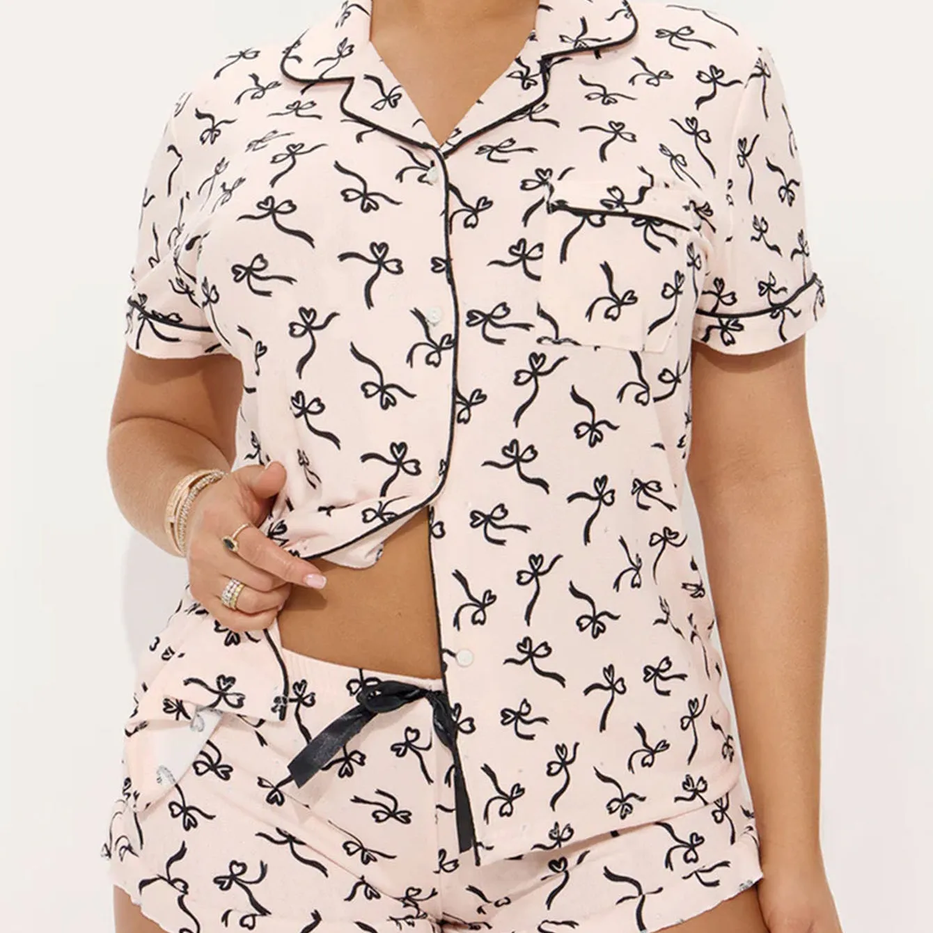 

Casual Striped ort Sve Spwear Set for Women Summer Home Clothes Two-Piece Suit Comfortable Breathable Nightgown