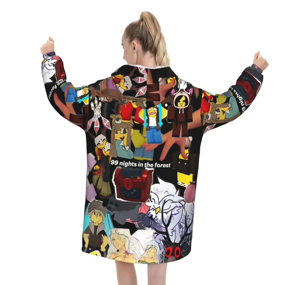 99 ليالًا في الغابات بطانية بقلنسوة يمكن ارتداؤها لألعاب الفيديو بطانية كبيرة الحجم مع جيب كيس نوم دافئ ناعم ومريح نيسيي
