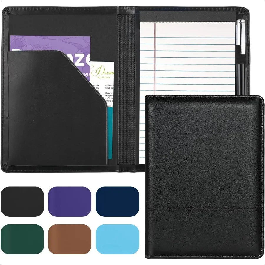 

Padfolio Portfolio Binder Mini Padfolio Portfolio Binder 5 x 8 Legal Writing Pad A5 Document Organizer Folder for Men Women Bla