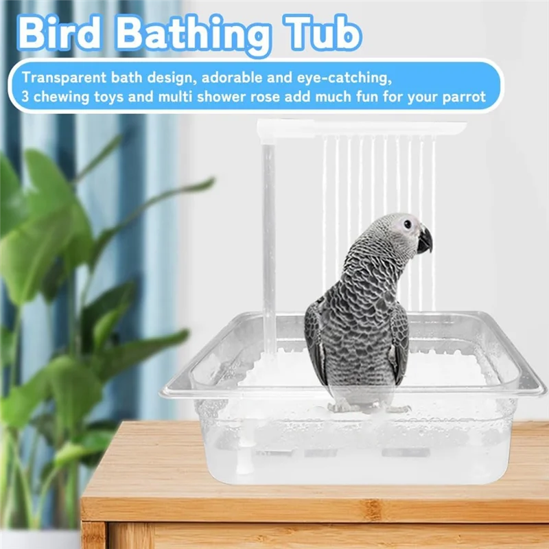 

WORTHOWN-Parrot Bathtub Bird Automatic Bath Shower With 180 ° Circulating Faucet For Medium Birds African Grey Parakeet