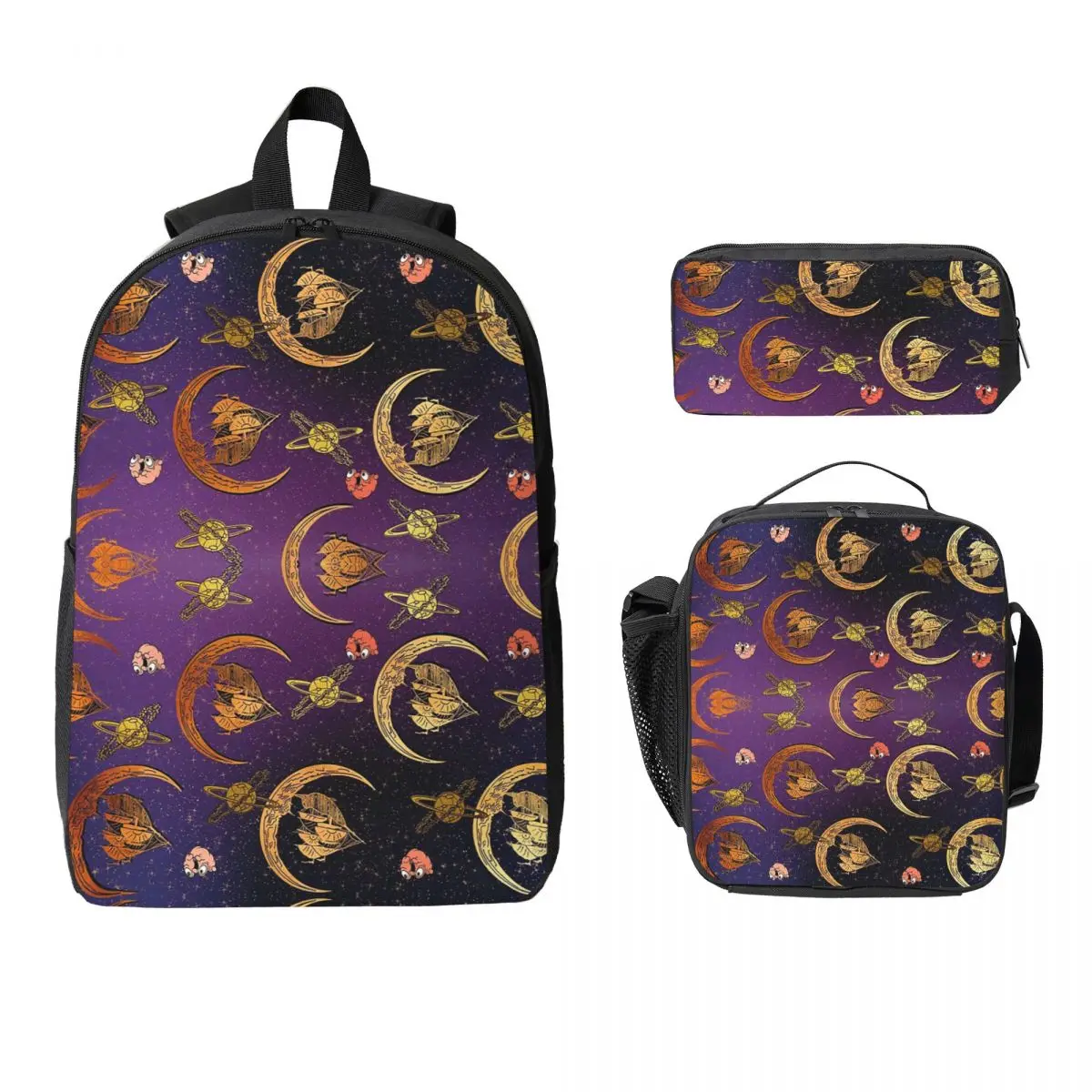 

Treasured Planets Backpack Student Boys Girls BookBag School Bag Laptop Shoulder Bags 3ps Insulated Lunch Bag Pencil Case