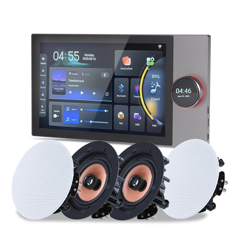 10- inch Tuya Smart Home Background Music System 8*30W Ceiling Speaker Intelligent Zigbee Control Panel Wall Amplifier
