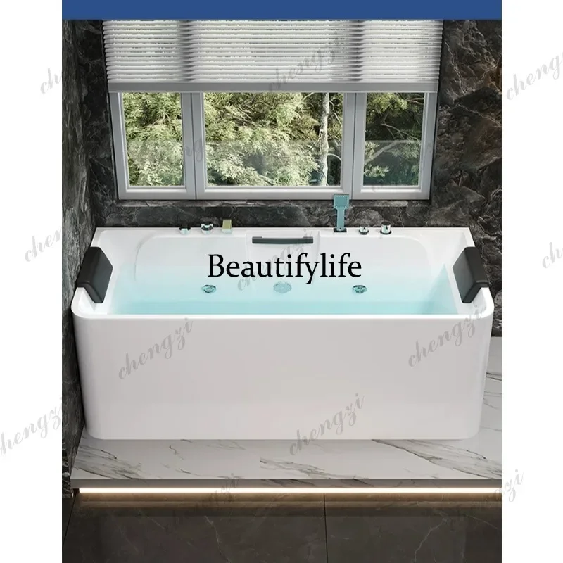 M02 Acrylic household seamless splicing freestanding three-sided skirt bathtub surfing massage thermostatic bathtub