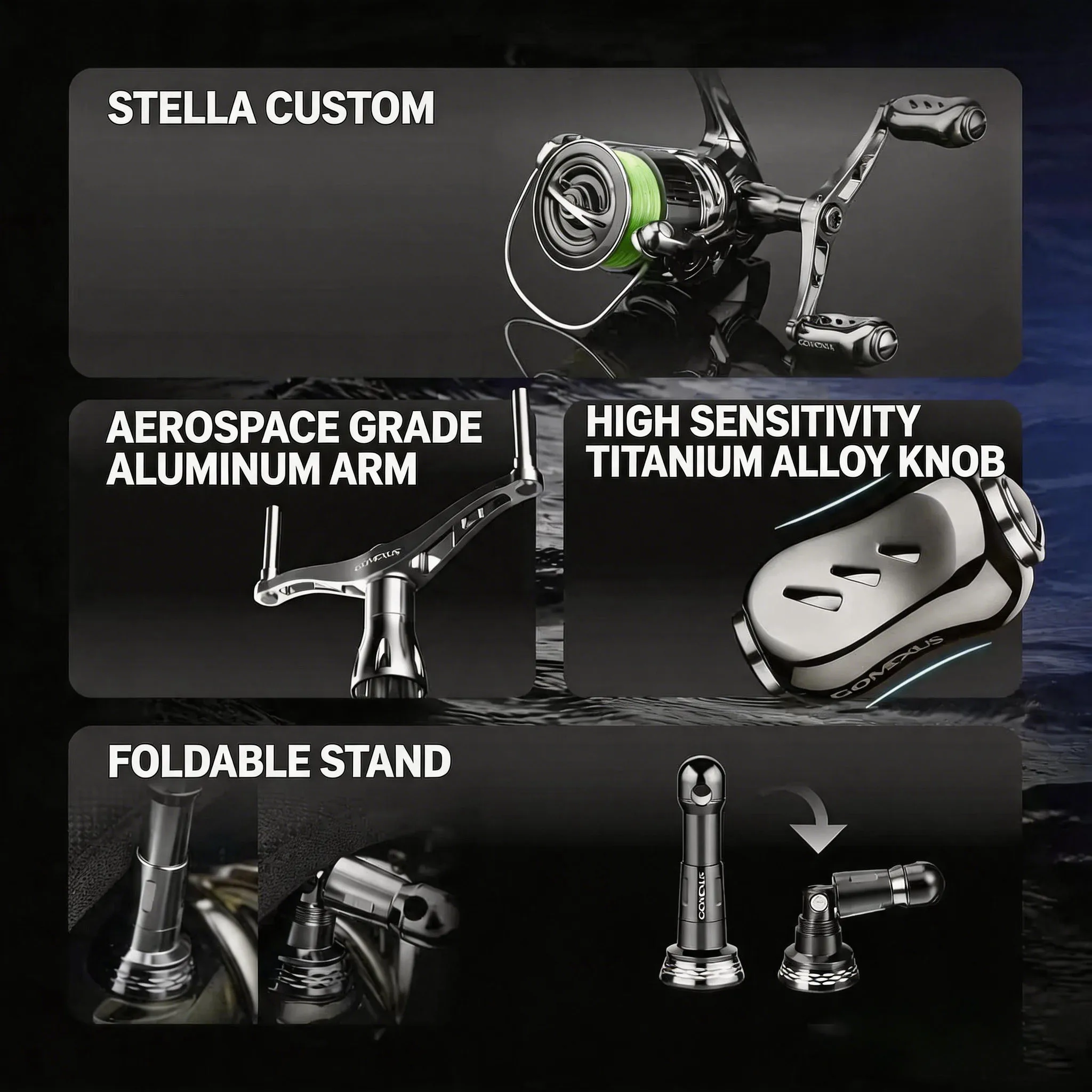Gomexus Spinnrolle mit Titanlegierungsgriff, Eging-Angelrolle, 92mm Rollengriff für Shimano Stella Stradic Doppelgriff – Detail 10