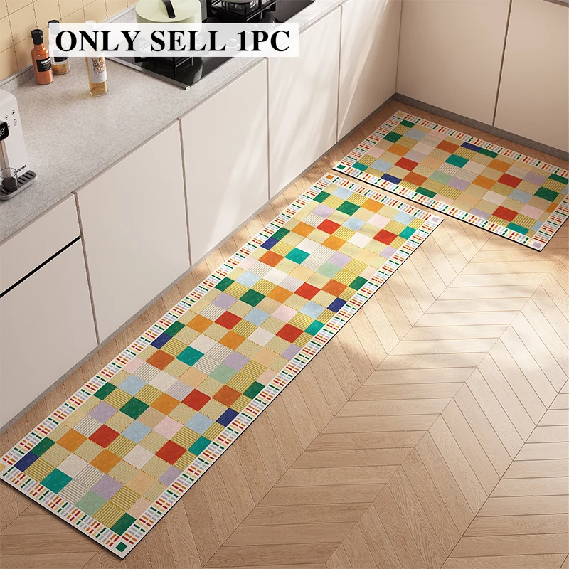 Kitchen Floor Mat Pvc Waterproof Leather Carpet Long American Style Rug Non-slip Oil-proof Home Decor Rugs Alfombras De Cocina