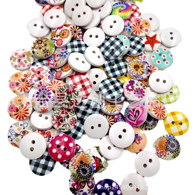 Fabrikant groothandel 15 mm kleur gemengde knoppen, Europese en Amerikaanse rasterknoppen DIY kledingaccessoires decoratieve knoppen